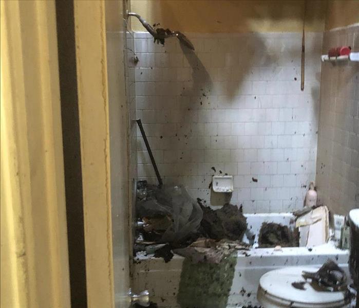 Fire Damage in Bathroom 