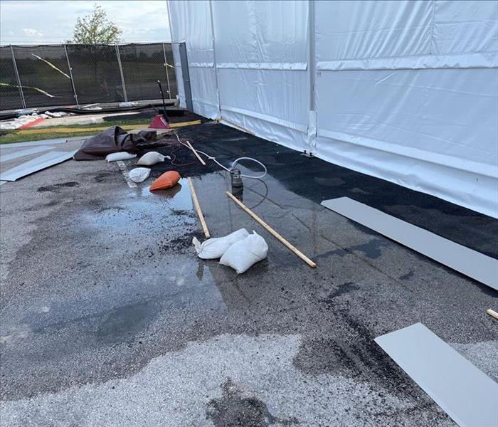 Sand bags on concrete